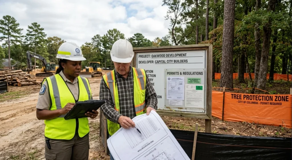 Land clearing permit regulations and site inspection process in Columbia South Carolina
